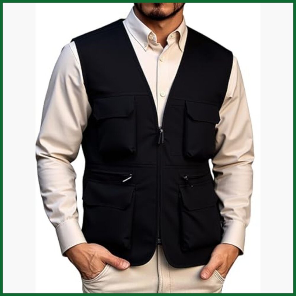 Lightweight Polyester Utility Vest with Multi Poc… - image 2